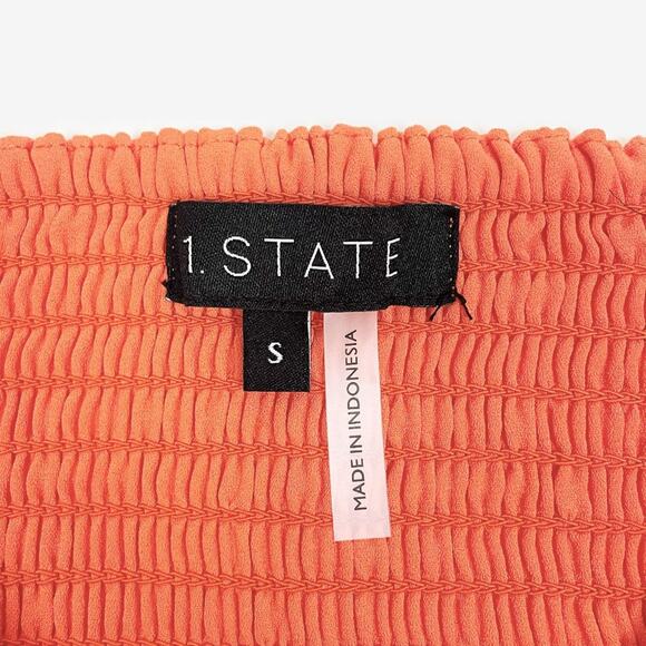 1. State Paisley Print Top Small Orange Cropped Vibrant Boho Festival Summer - Picture 10 of 12